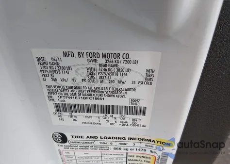 2011 Ford F-150 Xlt from USA, damaged, VIN 1FTFW1ET1BFC18661